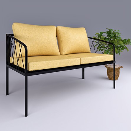 2+1+1+Coffee Table Yellow Metal Sofa Set