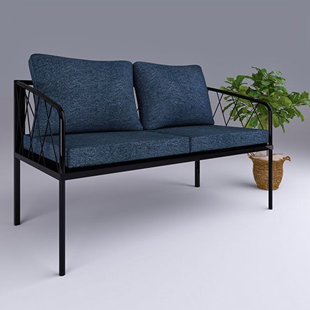 Two Seater Blue Metal Sofa