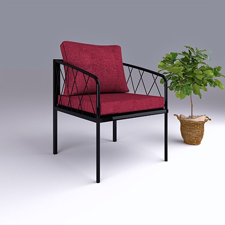 Single Red Metal Sofa