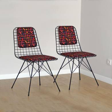 Wire Chair Starleg Patterned Fabric