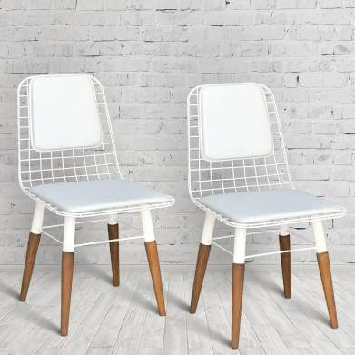 Wooden Leg White Chair