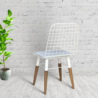 Wooden Leg White Chair